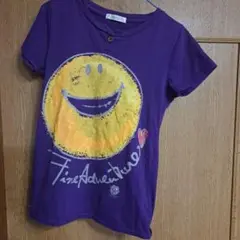 紫 スマイリーフェイス Tシャツ
