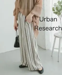 ストライプ ワイドパンツ (ベージュ/ホワイト) M レディース