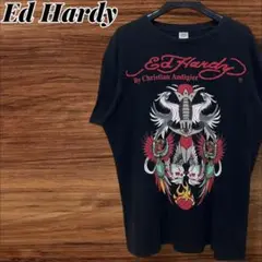 エドハーディ クリスチャンオードジェイ ラインストーン プリントTシャツ L