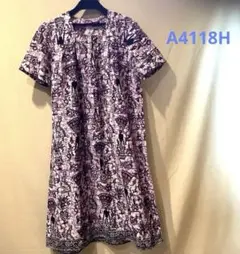 売り切り価格★花柄 半袖 ひざ丈ワンピースA4118H