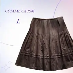 【美品】コムサイズム／もっちり触感 プリーツスカート フレアスカート Lサイズ