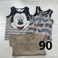 子供服 90cm 95cm タンクトップ 半袖 ミッキー 恐竜