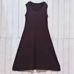 Tomomi ダークブラウン ノースリーブ ロングワンピース