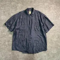 【ヴィンテージ】シルク　90'sブラックシャツ　光沢感　古着usedTSM7