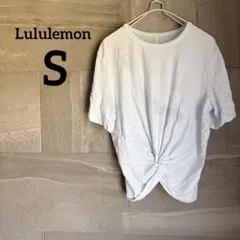 Lululemon【S】 ライトブルー ねじりデザイン 半袖トップス ルルレモン