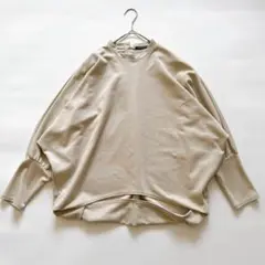 ミズイロインド　スウェットプルオーバー　ロングスリーブ　バンドカラー　べージュ
