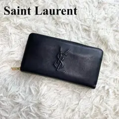 【極美品】イヴ・サンローラン ラウンドファスナー カサンドラロゴ YSL レザー