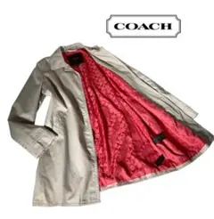 極美品✨ COACH ステンカラーコート/裏地シグネチャー総柄/ピンク/M相当
