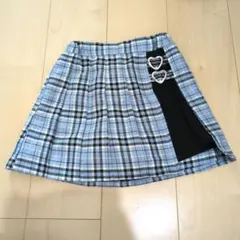 チェックスカート　キュロット 水色
