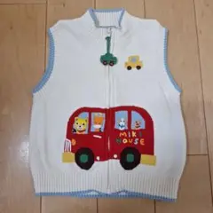 MIKI HOUSE アイボリー バスデザイン ベスト 100cm