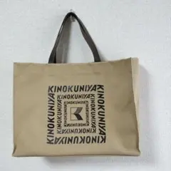 紀伊国屋 KINOKUNIYA 紀ノ国屋 レザーハンドル キャンバストートバッグ