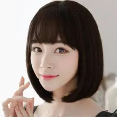 フルショートボブ ブラック ウイッグ 黒髪 かつら ストレート 韓国