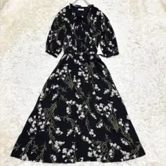 極美品 インゲボルグ ワンピース 花柄 リボン ピコフリル ピンタック ベルト付