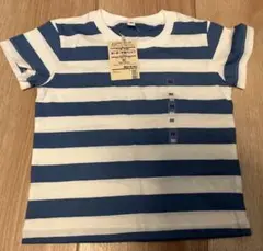 【新品未使用】無印良品 ボーダー半袖Tシャツ 紺 90cm