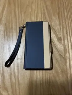 Google pixel6a スマホケース ネイビーとベージュの手帳型ケース