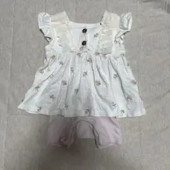 美品　ママラク　70cm 半袖ロンパース カバーオール　ショートオール　女の子