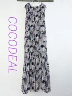 【良品】COCODEAL 水彩花柄　薄パープル　ティアードワンピース
