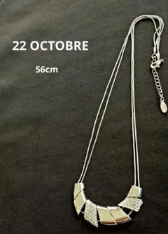 【22 OCTOBRE】 デザイン ネックレス クリスタル シルバー 58cm