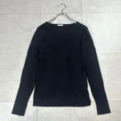 【ジーユー】Vネック 長袖ニット ブラック レディース M
