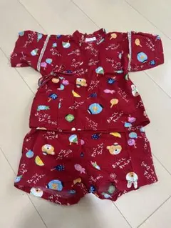 赤い夏の風物柄甚平 80サイズ