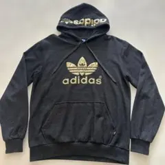 adidas ゴールドロゴ フード付きパーカー　Ｌサイズ