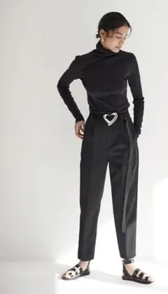 SEA ビッグハート スエード ベルト 黒×シルバー 新品