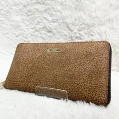 ZEUSMODE ゼウスモード 長財布 プレート 金具 ラウンドファスナー 茶色