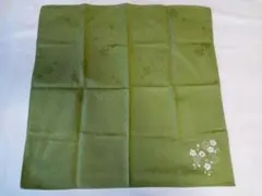 未使用　緑色　花柄刺繍　風呂敷　50×50