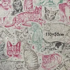 ネコ柄　綿麻キャンパス生地