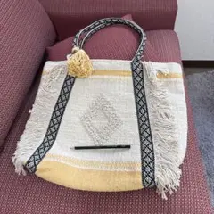 手織りフリンジトートバッグ