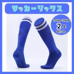 サッカーソックス 2足組セット ストッキング キッズ ジュニア 子供 練習 青2