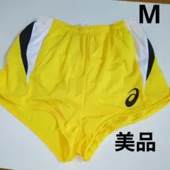 アシックス　女子陸上レーシングショーツ　Mサイズ　イエロー×ホワイト