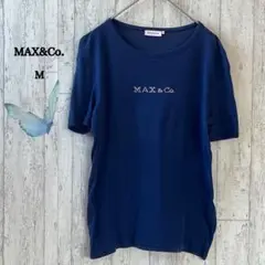 マックスアンドコー/MAX&Co/半袖シャツ/ネイビー/スパンコール/ロゴ/M