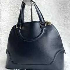 極美品◎BALLY バリー ハンドバッグ ゴールド金具 ネイビー フォーマル