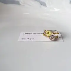 *かすみそう×bullion*yellow×brown ワイヤー フリーリング