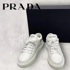 箱付き! PRADA プラダ スニーカー 羊革 白 レザー ロゴ