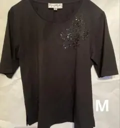 ジョルジョ　グラッティ　刺繍半袖黒Tシャツ M