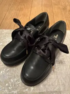 厚底ローファー　黒　レディース