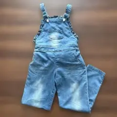 デニム フリル バックリボン オーバーオール キッズ 女の子