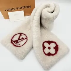 美品 ルイヴィトン エシャルプ モノグラムフラワー カシミヤ シャーリング