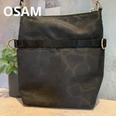 【美品】 OSAM ショルダーバッグ 軽量 2WAY ジラフ柄 ブラック 黒
