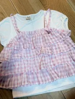 ナルミヤ　ピューピルハウス　メゾピアノ 130 キャミ&Tシャツセットピンク
