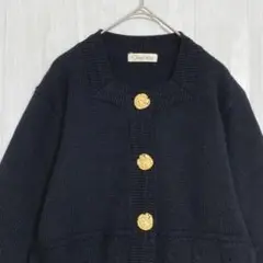 Chaconne ピエロボタン カーディガン　黒　L相当
