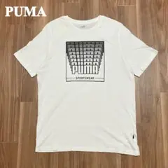 PUMA グラフィックプリント Tシャツ 半袖　白　L ロゴ入り　ジムウェア