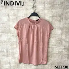 【INDIVI】シルク混半袖カットソー　ハイネックTシャツ　SIZE38