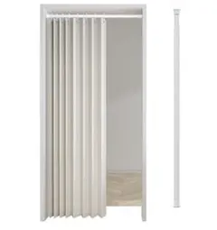 〈新品〉アコーディオンカーテン ベージュ 防水加工 幅100cm 丈80cm