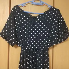 水玉模様 半袖カットソーワンピース