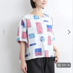 ●KILKI コットンキャンバスプリントアパートメントブラウス●