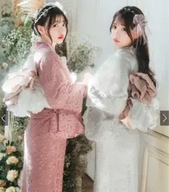 【浴衣単品】GRL 花柄レース浴衣セット[gi1402] オフホワイト　浴衣のみ