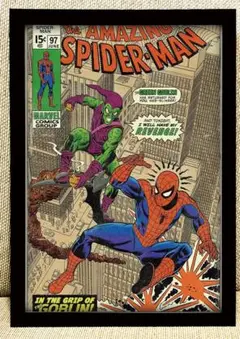 N690 スパイダーマン　アメリカンレトロ　ポスター　額付き
